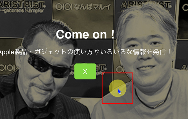 下記のように『ポインタ』の周りに、スポットライトのような円が付きます。