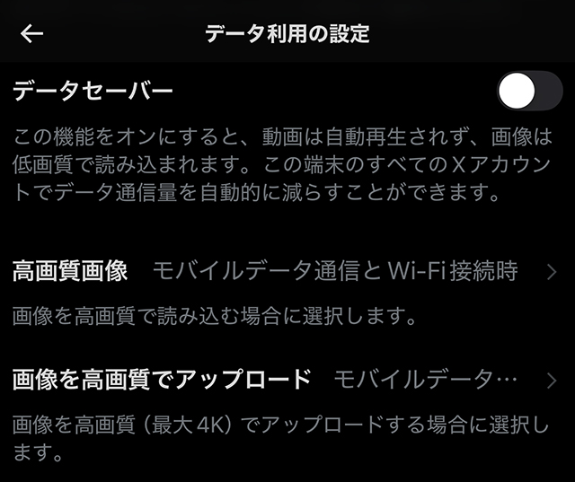 X 自動再生 オフ データの使用 iPhone