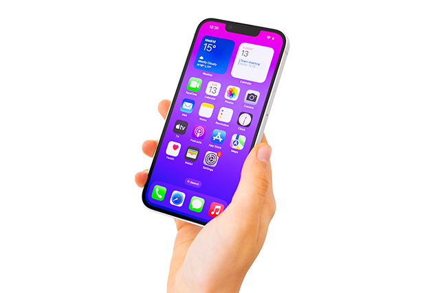 iPhoneを片手で持っているイメージ図。